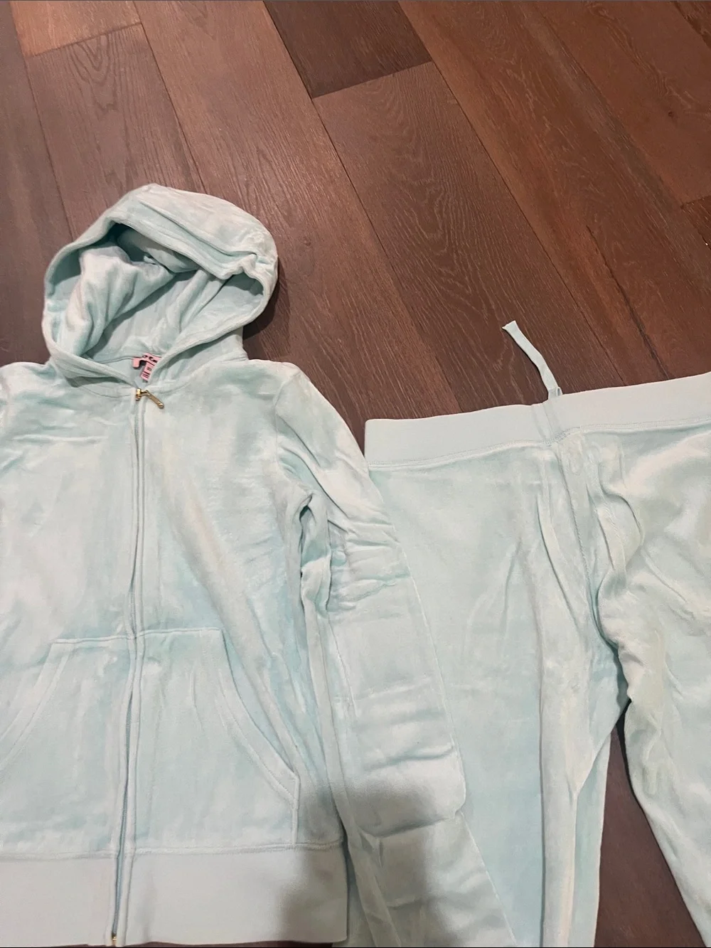 Juicy Couture Girls Mint Green Velour Hoodie & Drawstring Pants Set